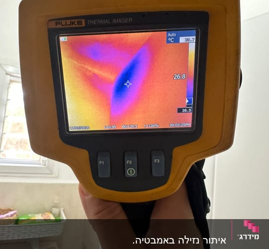 מד חום תרמי מציג אזור כחול ואדום
